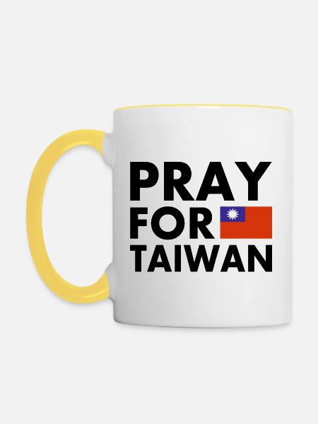 Pray for taiwan - Tasse zweifarbig - Weiß/Gelb