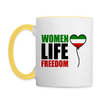 Women life freedom - Contrasting Mug - white/yellow - Left
