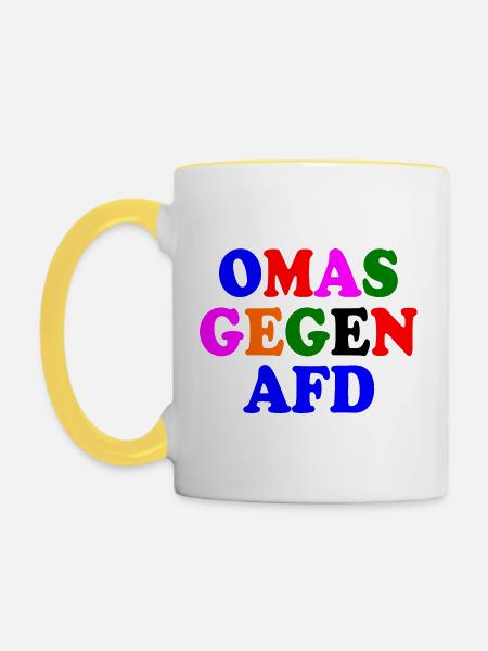 Omas gegen afd - Tasse zweifarbig - Weiß/Gelb