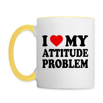i love my attitude problem - Mug contrasté - blanc/jaune - Gauche