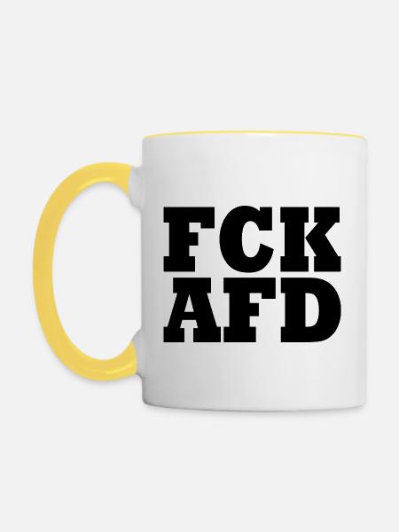 FCK AFD - Tasse zweifarbig - Weiß/Gelb
