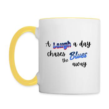 Continuez à rire - Mug contrasté - blanc/jaune - Gauche