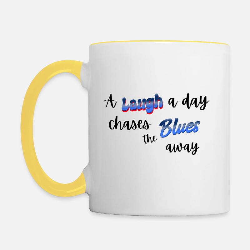 Lachen Sie weiter - Tasse zweifarbig - Weiß/Gelb