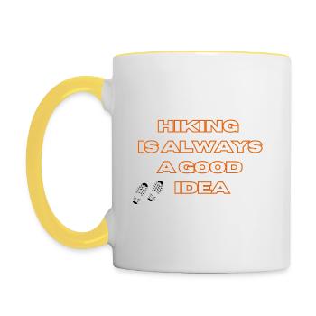 La randonnée est toujours une bonne idée - Mug contrasté - blanc/jaune - Gauche