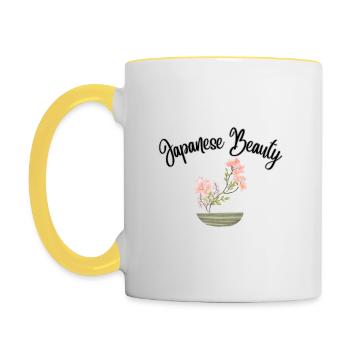 Beauté japonaise Ikebana - Mug contrasté - blanc/jaune - Gauche