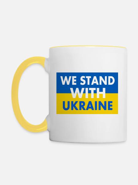 We stand with ukraine - Tasse zweifarbig - Weiß/Gelb