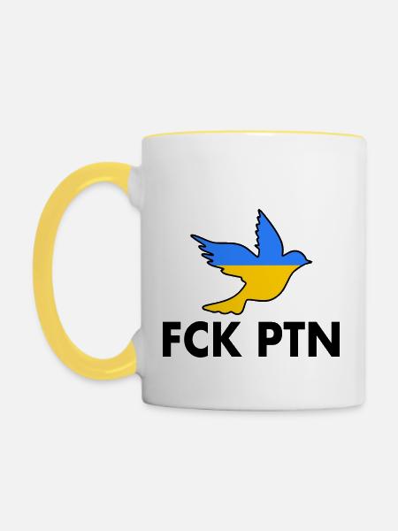 Fck ptn friedenstaube - Tasse zweifarbig - Weiß/Gelb