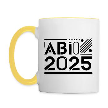 Abi 2025 - Tasse zweifarbig - Weiß/Gelb - Links