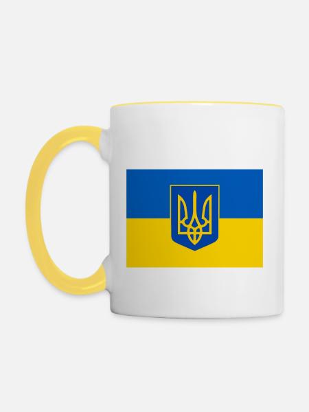Ukraine - Tasse zweifarbig - Weiß/Gelb