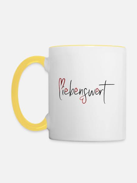 liebenswert - Tasse zweifarbig - Weiß/Gelb