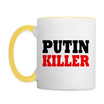 Putin killer - Mug contrasté - blanc/jaune - Gauche