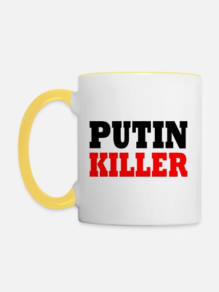 Putin killer - Tasse zweifarbig - Weiß/Gelb