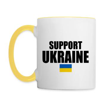 Support ukraine - Tasse zweifarbig - Weiß/Gelb - Links