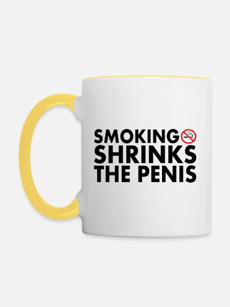 Smoking shrinks the penis - Tasse zweifarbig - Weiß/Gelb