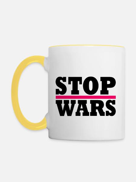 Stop wars - Tasse zweifarbig - Weiß/Gelb