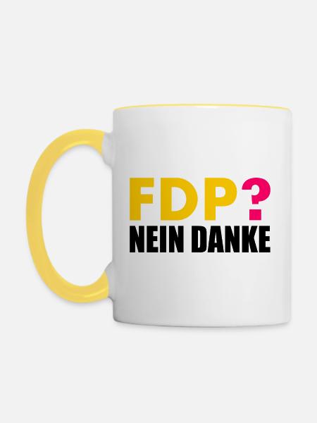 Fdp nein danke - Tasse zweifarbig - Weiß/Gelb