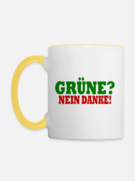 grüne nein danke - Tasse zweifarbig - Weiß/Gelb