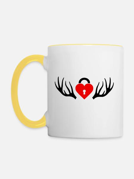 Cuckold Hahnrei Hörner - Tasse zweifarbig - Weiß/Gelb