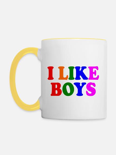 I like boys - Tasse zweifarbig - Weiß/Gelb