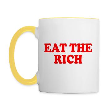 Eat the rich - Tasse zweifarbig - Weiß/Gelb - Links