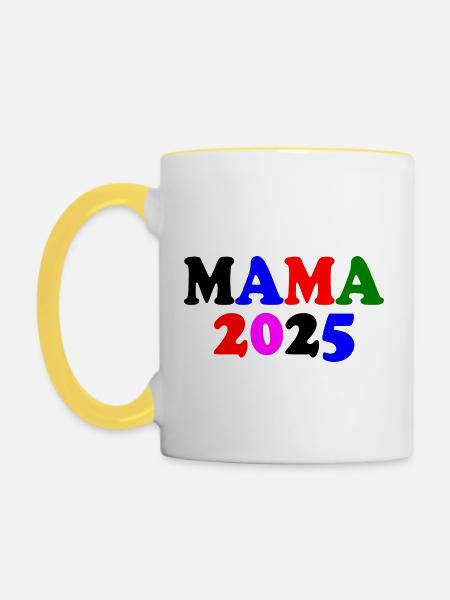 Mama 2025 - Tasse zweifarbig - Weiß/Gelb