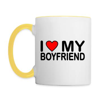 I love my boyfriend - Tasse zweifarbig - Weiß/Gelb - Links