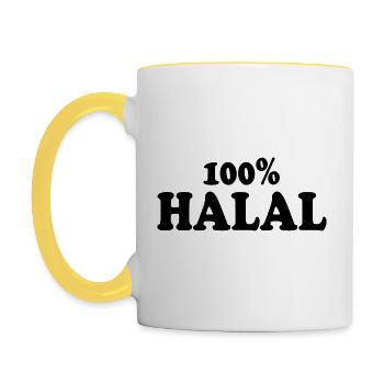 Halal - Tasse zweifarbig - Weiß/Gelb - Links