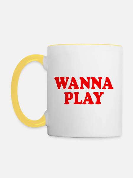 Wanna play - Tasse zweifarbig - Weiß/Gelb