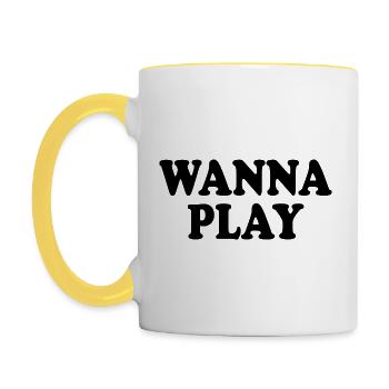 Wanna play - Tasse zweifarbig - Weiß/Gelb - Links