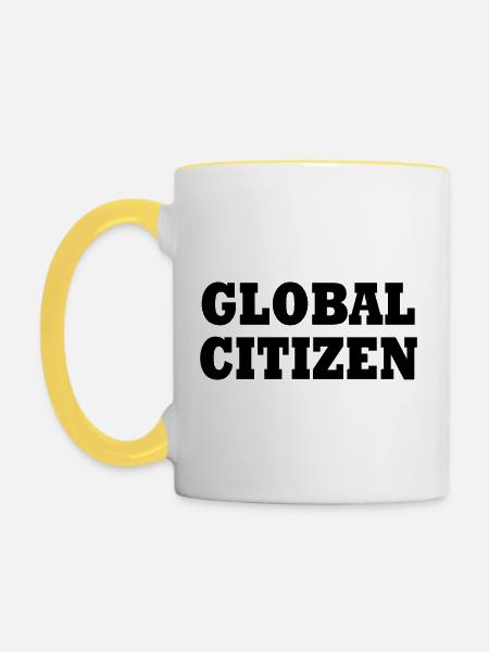 global citizen - Tasse zweifarbig - Weiß/Gelb