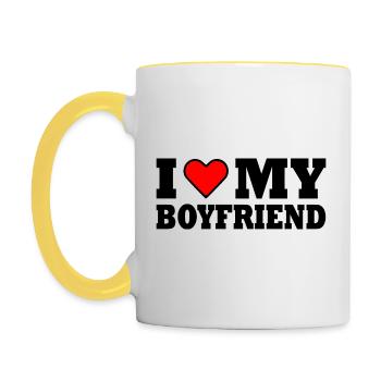 I love my boyfriend - Tasse zweifarbig - Weiß/Gelb - Links