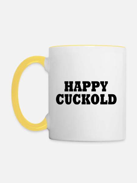 Happy cuckold - Tasse zweifarbig - Weiß/Gelb
