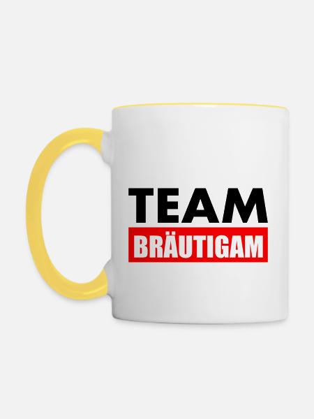 Team bräutigam - Tasse zweifarbig - Weiß/Gelb
