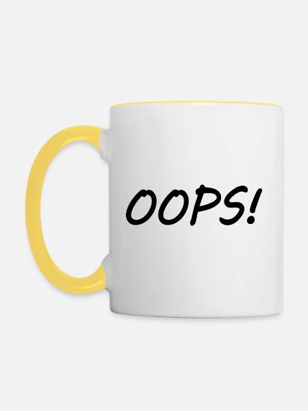 Oops - Tasse zweifarbig - Weiß/Gelb