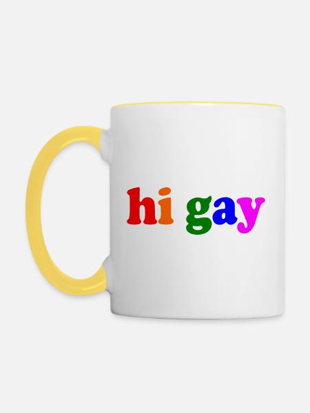 Hi gay - Tasse zweifarbig - Weiß/Gelb