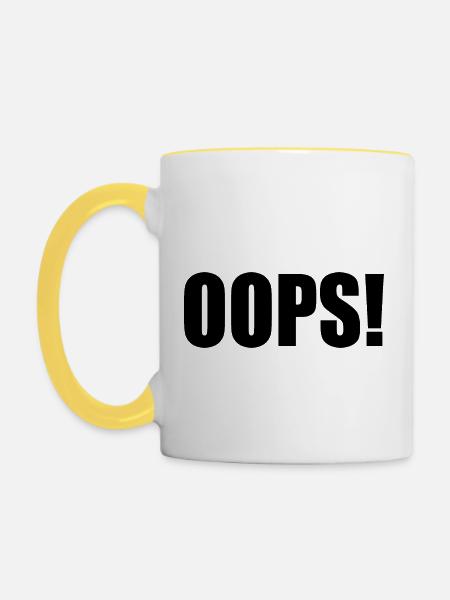 Oops - Tasse zweifarbig - Weiß/Gelb