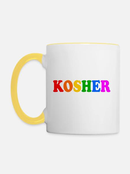 Kosher - Tasse zweifarbig - Weiß/Gelb