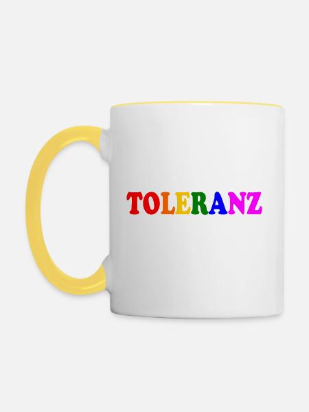 Toleranz - Tasse zweifarbig - Weiß/Gelb