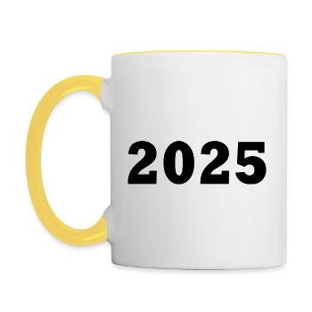 2025 - Tasse zweifarbig - Weiß/Gelb - Links