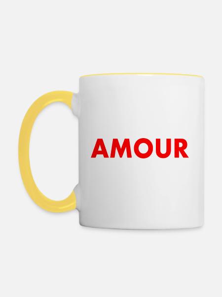 Amour - Tasse zweifarbig - Weiß/Gelb