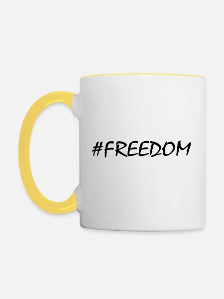Freedom - Tasse zweifarbig - Weiß/Gelb