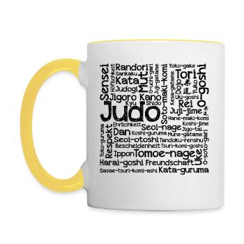 Judo Techniken - Tasse zweifarbig - Weiß/Gelb - Links