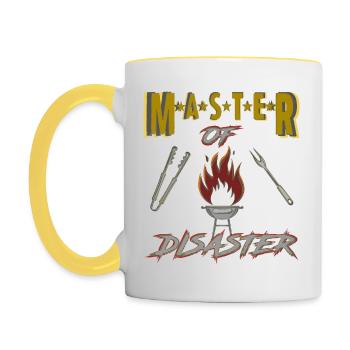 Master of Disaster Grillmeister - Tasse zweifarbig - Weiß/Gelb - Links
