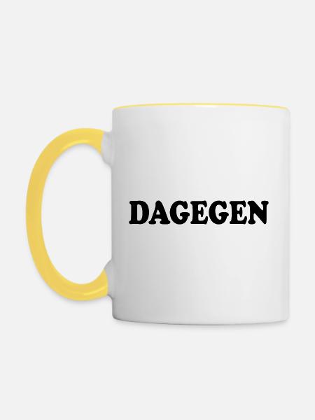 Dagegen - Tasse zweifarbig - Weiß/Gelb
