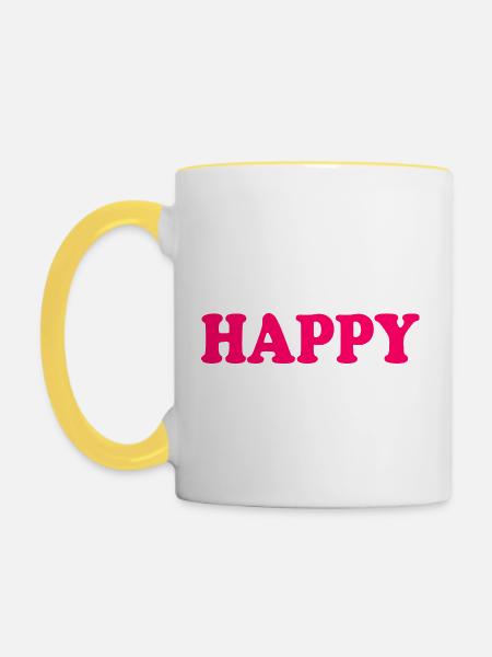 Happy - Tasse zweifarbig - Weiß/Gelb
