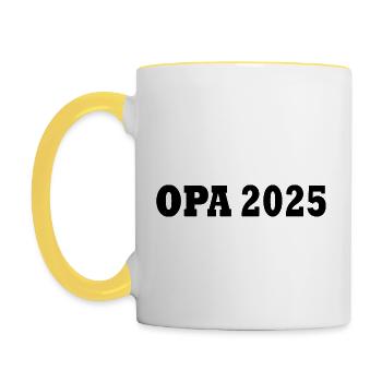 Opa 2025 - Tasse zweifarbig - Weiß/Gelb - Links
