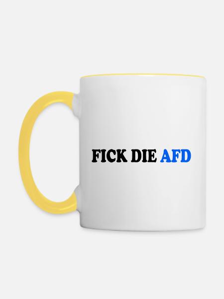 Fick die afd - Tasse zweifarbig - Weiß/Gelb