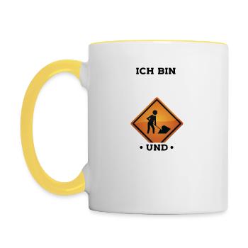 Ich bin Straßenbauer - Tasse zweifarbig - Weiß/Gelb - Links