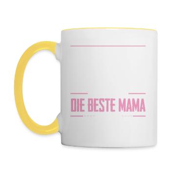Die beste Mama der Welt - Tasse zweifarbig - Weiß/Gelb - Links