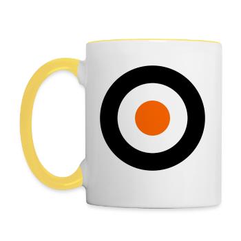 Orange Times Mod Target DigitalDirekt - Tasse zweifarbig - Weiß/Gelb - Links